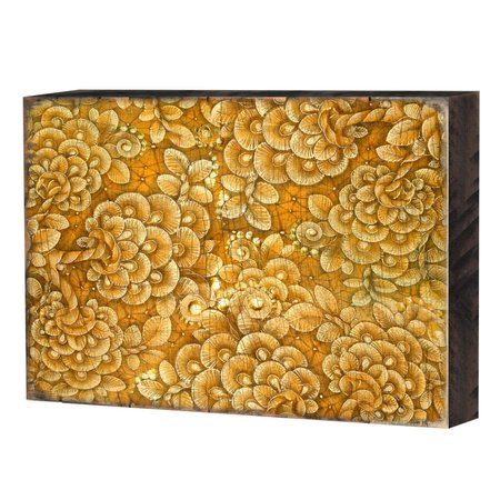 DESIGNOCRACY Patterned Rustic Wooden Block Design Graphic Art 9501318